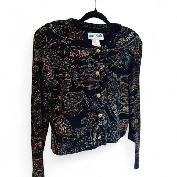 VTG y2k 90s 'Ronni Nicole by Ouida' floral paisley patterned cropped BOLERO! - Picture 1 of 8